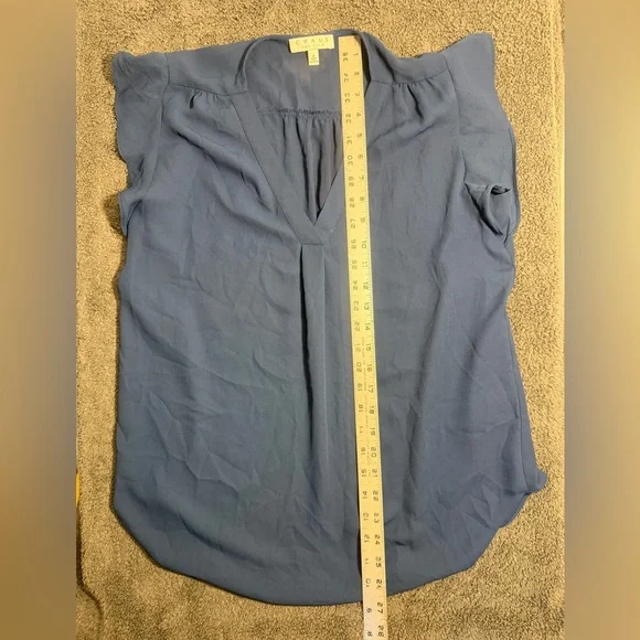 Chaus Women's Deep Blue Flutter Sleeve Blouse - Picture 4 of 4
